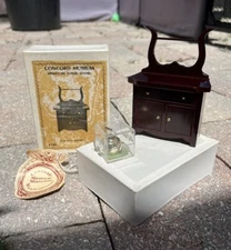 Vintage Dollhouse Concord Museum Miniature Wooden Towel Stand And Iron NIOB