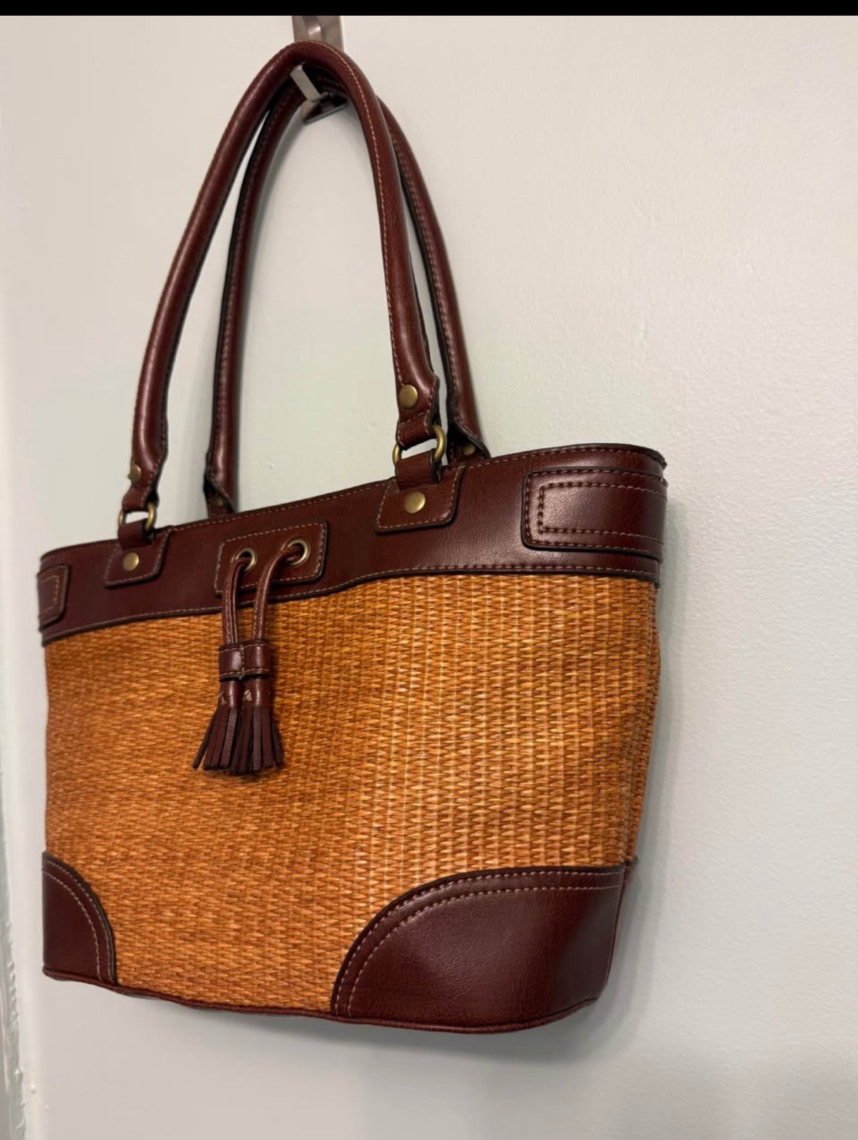 Croft & Barrow Rare Brown Faux Leather Trim Womens  Bag image 2