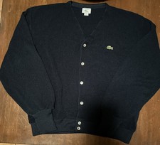 Vintage 80'S Lacoste IZOD Cardigan Men  s XLarge Blue Acrylic Knit Made in USA
