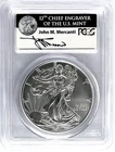 2011 W BURNISHED SILVER EAGLE W MINT MARK 25TH ANNIVERSARY PCGS MS70 MERCANTI
