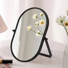 Metal Stand Adjustable Makeup Vanity Mirror Portable Black Desktop Mirror wit...