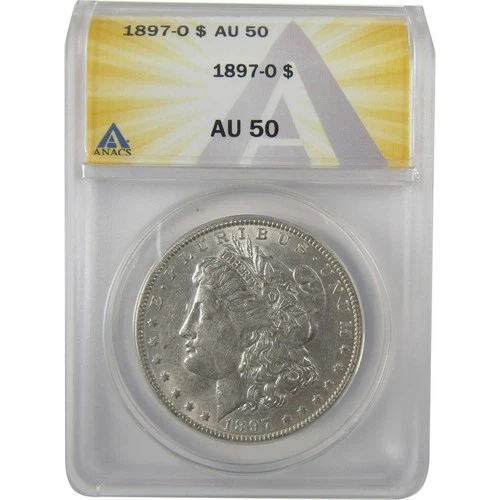 1897 O Morgan Dollar AU 50 ANACS Silver $1 Coin SKU:I19262
