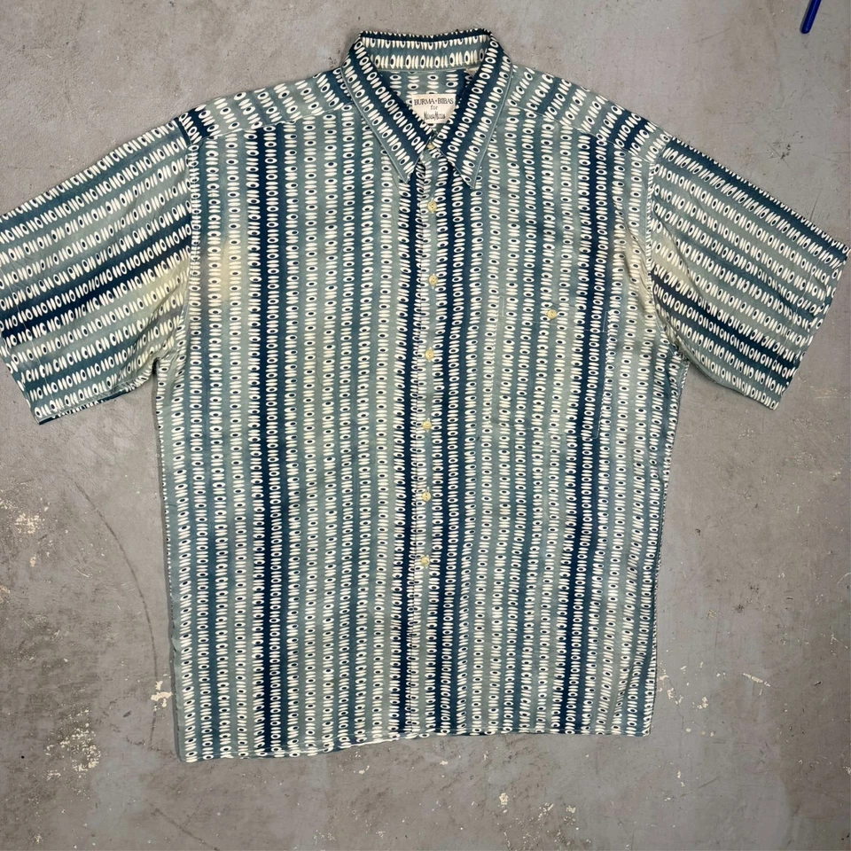 Birmania Bibas para Neiman Marcus Camisa 100% Seda Manga Corta Abotonada XL Foto 2 de 4