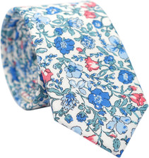 Cotton Floral Tie for Men, Skinny Flower Necktie for Wedding, Party, Activities,