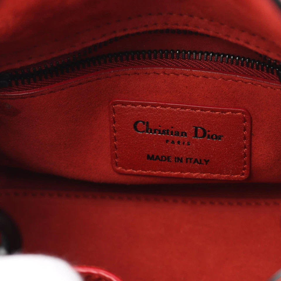 Dior Lady Dior Mini Shoulder Handbag crossbody leather Red Used Women - Image 4 of 4