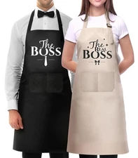 Funny Couple Aprons Set Engagement Anniversary Wedding Gift for Cooking