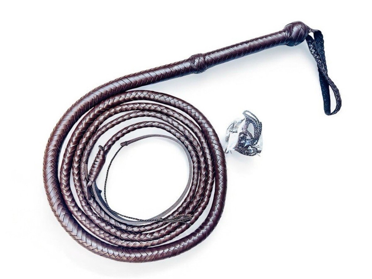 Indiana Jones Bullwhip Genuine Leather Dark Brown 08 Plait