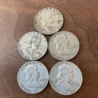 Lot Of 5 Franklin Half Dollars 90% Silver