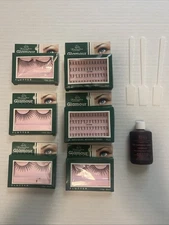 Set Of 6  False Eyelashes.  Individual & Flutter W/ Ardell Dark Adhesive Opened