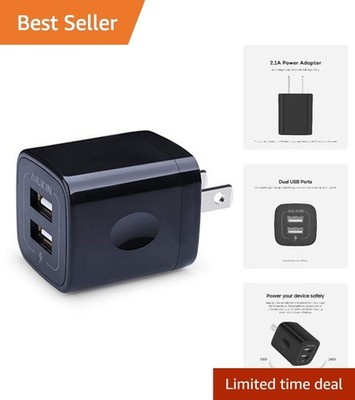 Dual-Port USB Fast Charging Block - Compact Travel Adapter for Multiple Devices