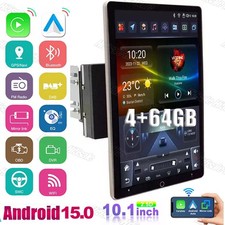 Car Stereo Radio 2DIN Rotatable 10.1" 4 64GB Android 15 GPS BT Touch Screen