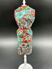 Vintage Barbie Doll #1650 Outdoor Art Show Dress Floral Red Trim Sheath Read