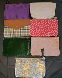 Ipsy Bundle of 7 Makeup Bag Multiple Color Lining Wristlet Pouch Good Condition 