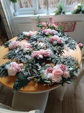 Job Lot Wedding Flowers 2 Bridesmaid Posies, Pew End or Table Pink Silk Flowers 