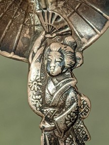 Sterling Silver Souvenir Spoon: Japanese Geisha Girl 4.5" Long 12 grams