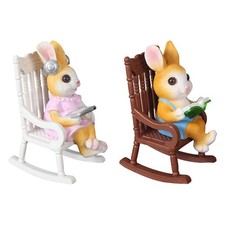 Kaninchen Garten Statue Desktop Ornament Kreative Nette Schaukelstuhl Hase Figur