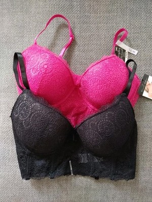 NWT French Affair Longline Lace Underwired Bras (2) Sz 34C
