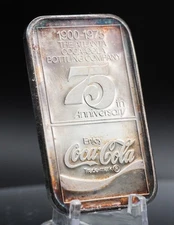 1975 Coca-Cola Atlanta GA TONED World Wide Mint 1oz 999 FINE Silver bar C5905