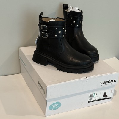 Sonoma Zoellaa Black Ankle Boot Shoes, Zip Memory Foam, Girls  13 NIB NEW