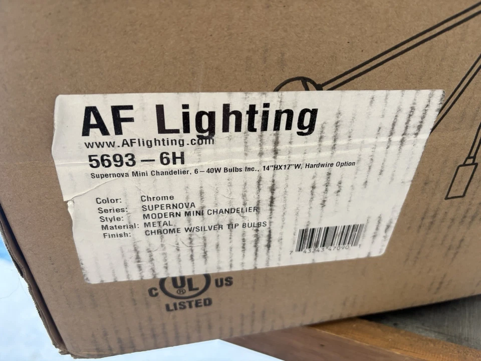 NUEVO AF Lighting 5693-6H Supernova 6 Luces Mini Araña Moderna Cromo 14 x 17" Foto 4 de 4