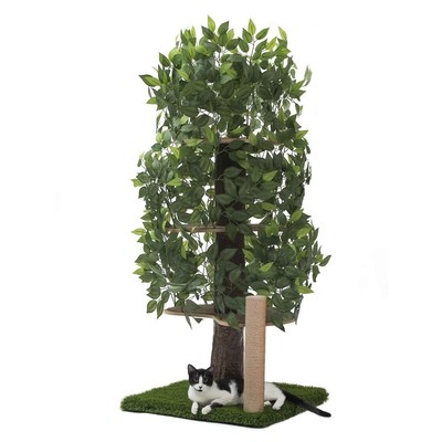 Cat Tree with Leaves Made in USA, Cat House & Cat Activity Tree, Multi-Level ...
