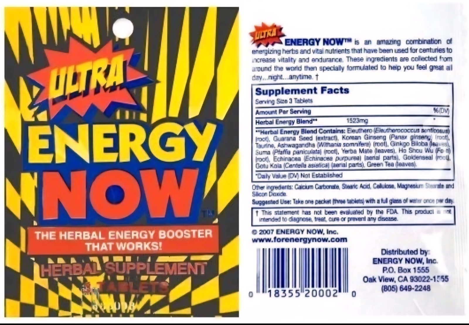 Ultra Energy Now, Herbal Supplements (24 Packs x 3 Tablets in Each)
