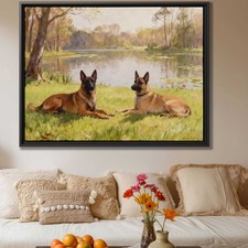 Belgian Malinois Dog Canvas Print Oil Painting Landscape Wall Art Decor