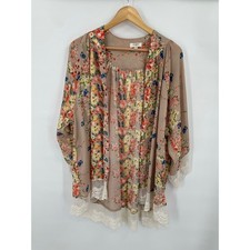 Umgee Kimono Cardigan Crochet Lace Boho Womens S/M Hippie Gypsy Flowy Floral