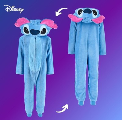 Disney Stitch Onesie Einteiliger Pyjama Schlafanzug / Größe 122 - 128