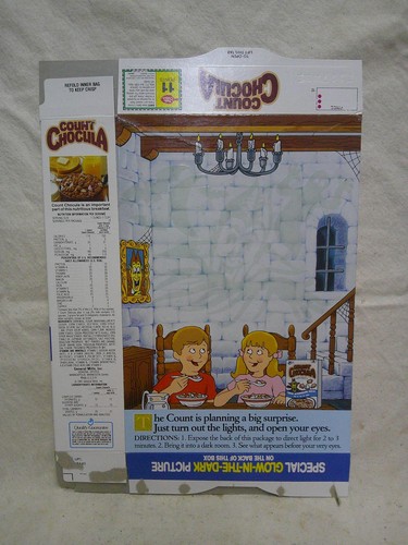 1991 Graf Chocula Müslischachtel leer Leuchtbild auf Rückseite General Mills leer - Bild 2 von 2