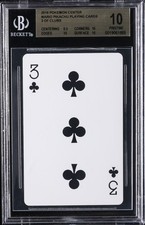 2016 MARIO PIKACHU PLAYING CARDS POKEMON CENTER 3 OF CLUBS BGS 10