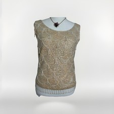 Vtg. Beaded Sequin Fringe Tank Top Blouse 1960s Gatsby Flapper Glam Art Deco Sm.