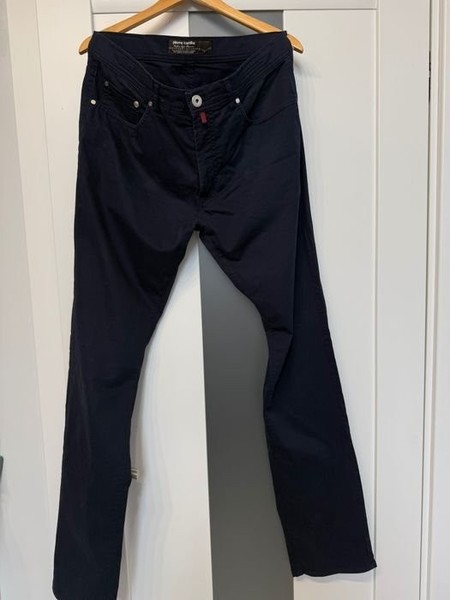 Men Pierre Cardin Trousers Navy Cotton 34