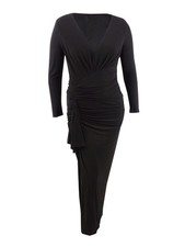 Xscape Women's V-Neck Gown (4, Black) 191837190627