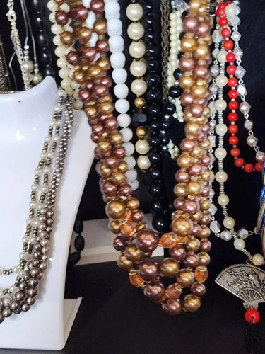 HUGE Estate Lot Vintage Jewelry Necklaces Random 26 Pcs Costume Prop Play