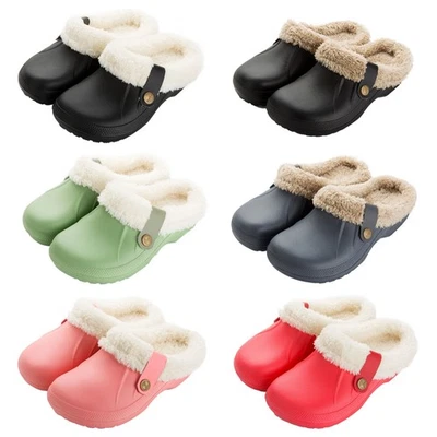 JACKSHIBO Womens Sheepskin Mules Slippers Cozy Plush Lined Warm House Shoes Hard Sole Clog