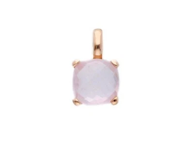 Colgante De Oro Rosa 18K, Cuarzo Rosa, Corte Cojin, 10 Mm - Imagen 1 de 4