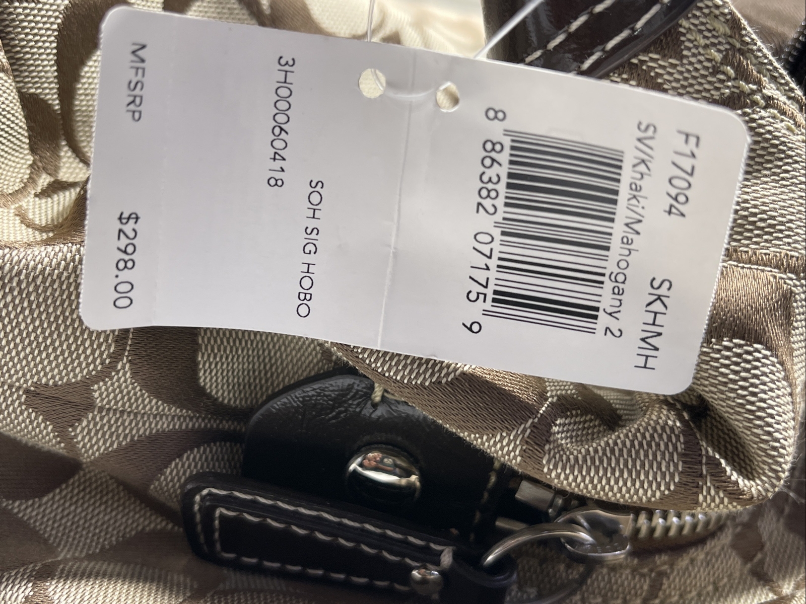 Authentic COACH M1126-F17094 Signature Hobo Shoulder Handbag SV 