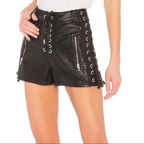 Blank nyc faux leather lace up shorts 