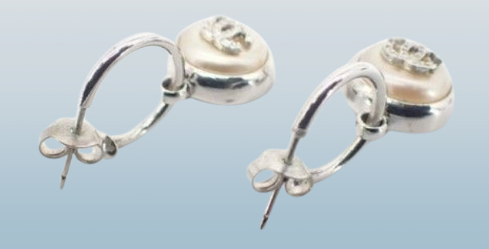 CHANEL CC Logo 00A Swing Dangle Stud Earrings Sil… - image 2