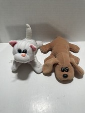 2 Vintage Tonka Pound Puppies and Pur-r-ries Brown Puppy White Stripped Kitty