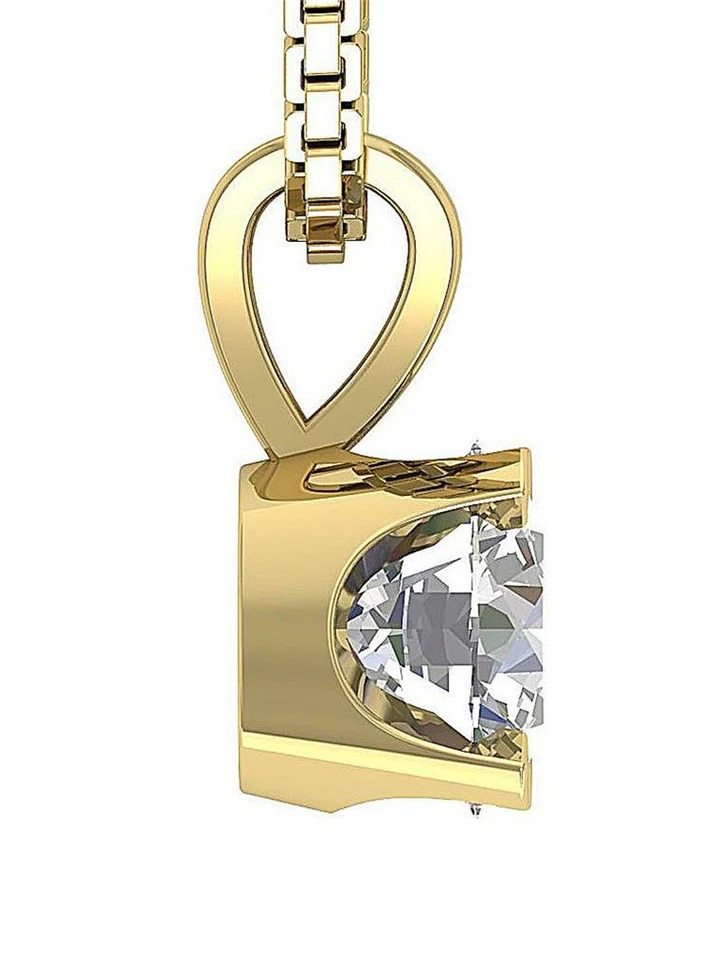 Genuine Diamond I1 H 0.75 Ct Solitaire Pendant U Prong Set 14K Solid Yellow Gold - Image 3 of 4