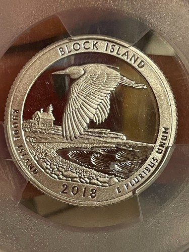 2018-S 25c Silver Block Island NP ATB Quarter PCGS PR-70DCAM Flag Label - Picture 16 of 16