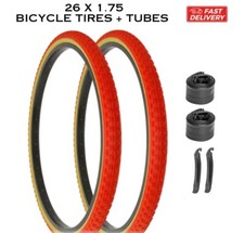 26" x 1.75 Bicycle Red /Gum Wall Tires Inner Tubes DURO Cruiser Comfort Bike