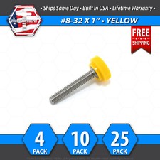  8-32 x 1" Thumb Screw Stainless Steel - Yellow Round Knurled Knob - USA