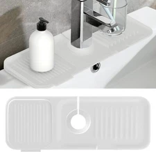 Toovem Silicone Faucet Handle Drip Catcher Tray Mat for Kitchen, Bathroom