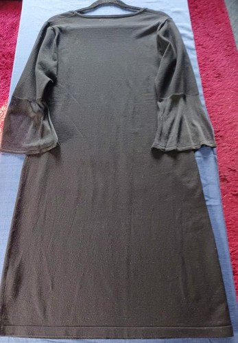 CALVIN KLEIN STUNNING BLACK FINE KNIT DRESS WITH BELL SLEEVES SIZE L. AS NEW - Picture 8 of 11