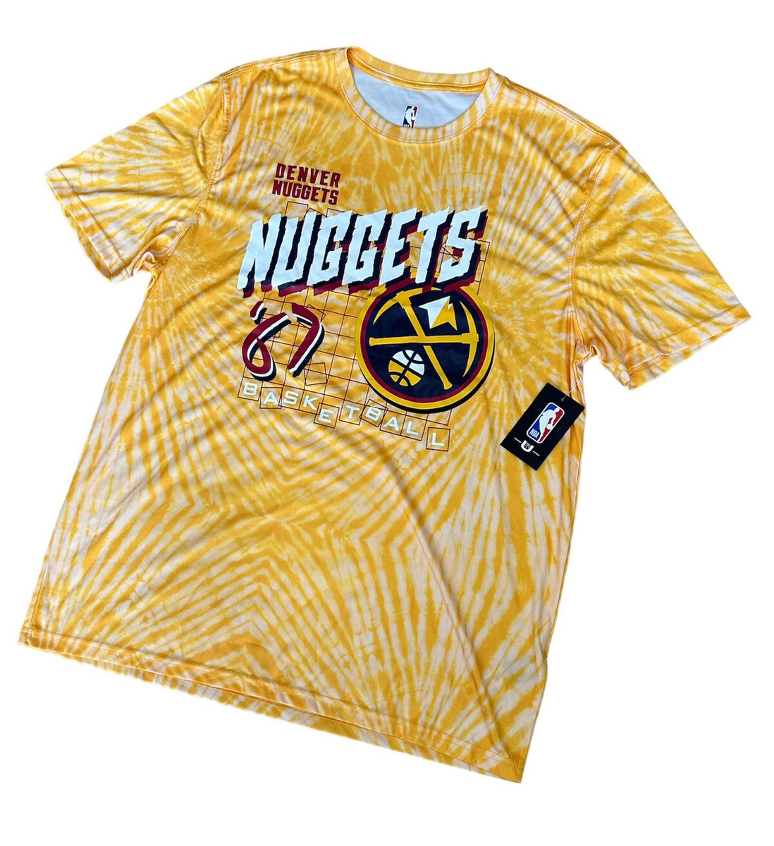 Denver Nuggets NBA Basketball Polyester Yellow Tie Dye Graphic