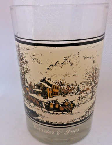 Currier And Ives American Farm In Winter Arby's 1978 Collector's Glass 3 of 4