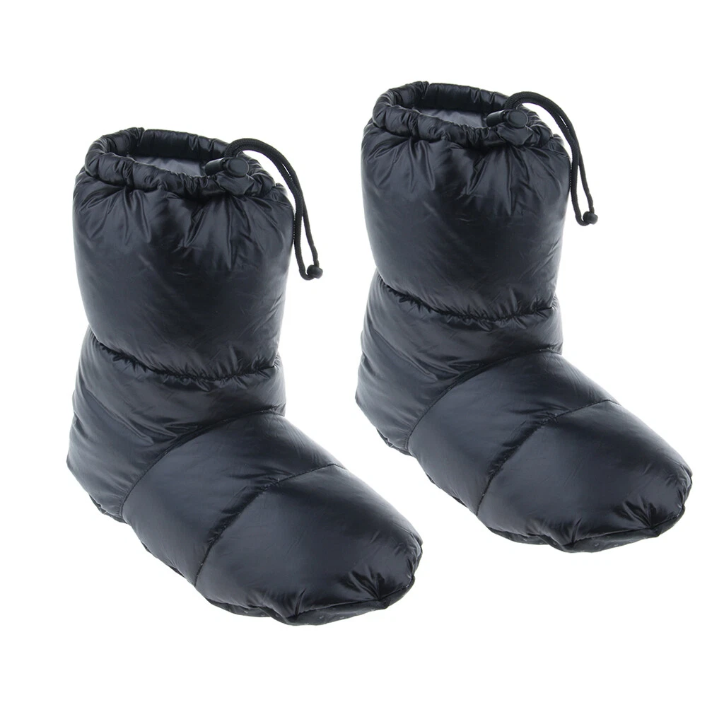 Down Booties Thermal Slippers Camping Boots Shoe Covers Black XL